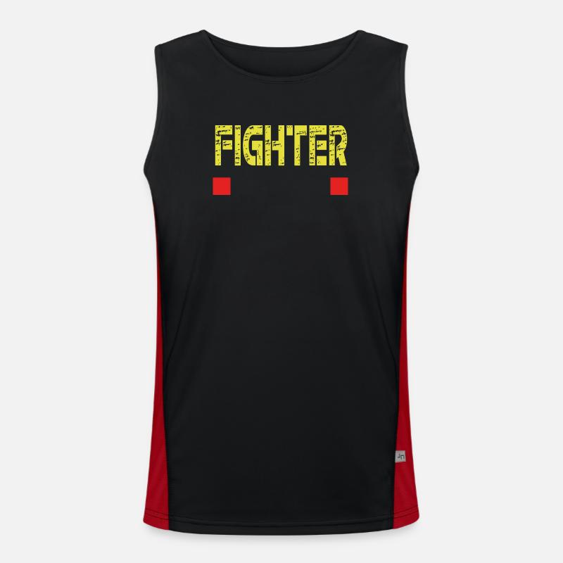 FIGHTER text base - Men's Functional Contrast Tank Top  - black/red
