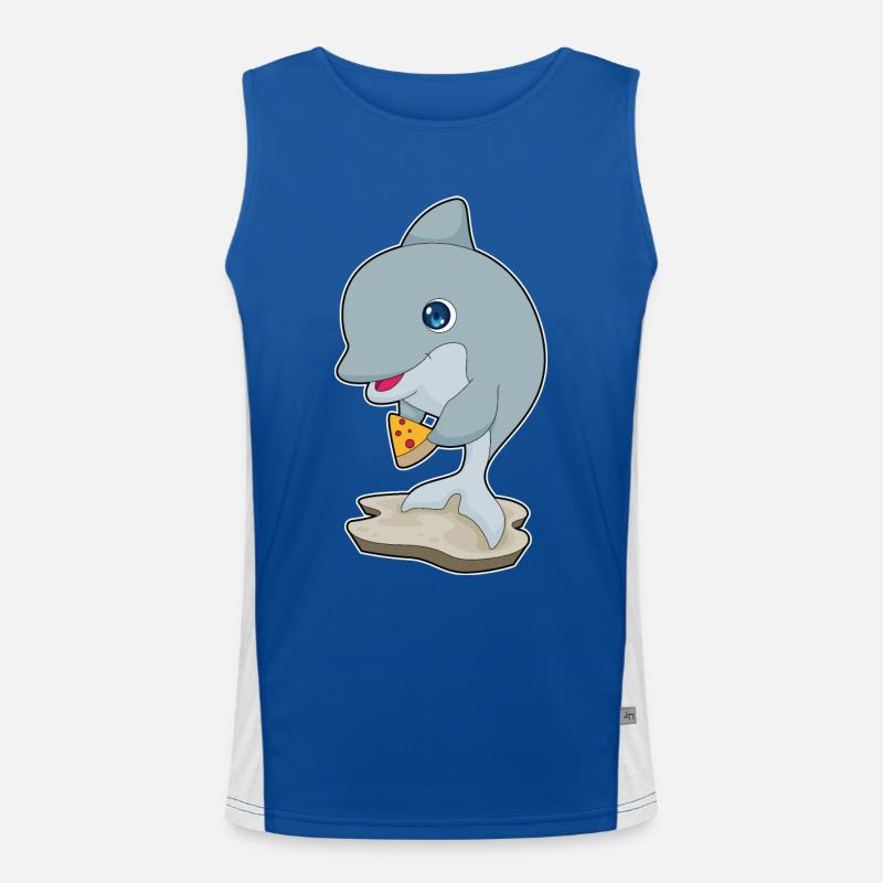 Delfin Pizza Funktionelles Kontrast-Tank Top für Männer 