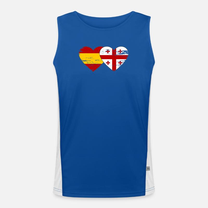 Espagne Géorgie Drapeau Coeur utilisé Débardeur respirant contrasté Homme 