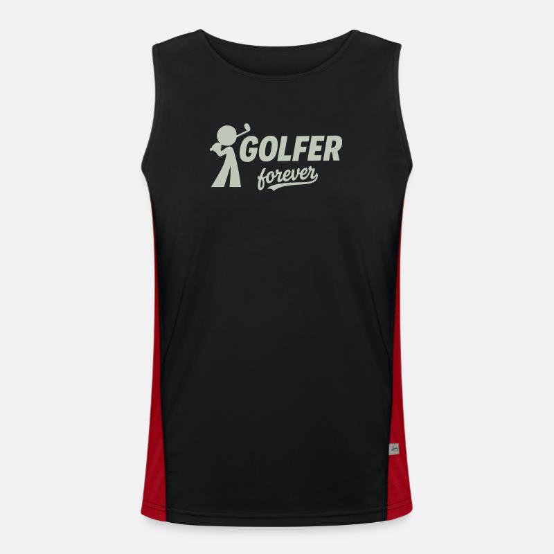 Golfer Forever Silhouette - Men's Functional Contrast Tank Top - black/red