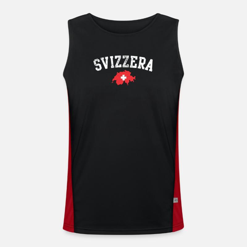 Swiss Map Emblem Crest - Men's Functional Contrast Tank Top  - black/red