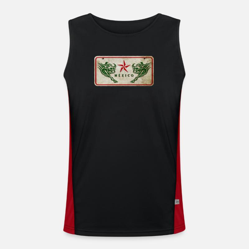 Mexiko Stier Schild Funktionelles Kontrast-Tank Top für Männer 