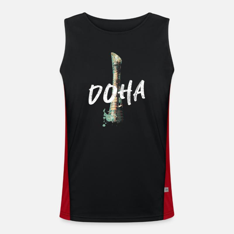 Sheikh Khalifa Stadium, Doha - Men's Functional Contrast Tank Top  - black/red