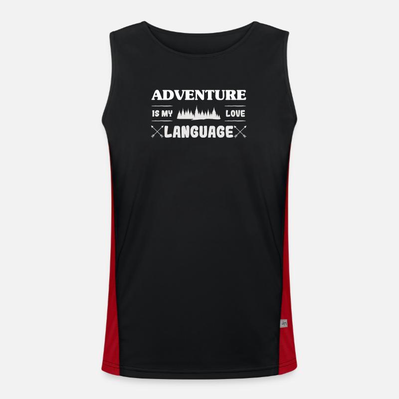 Adventure is my language - Men's Functional Contrast Tank Top - black/red