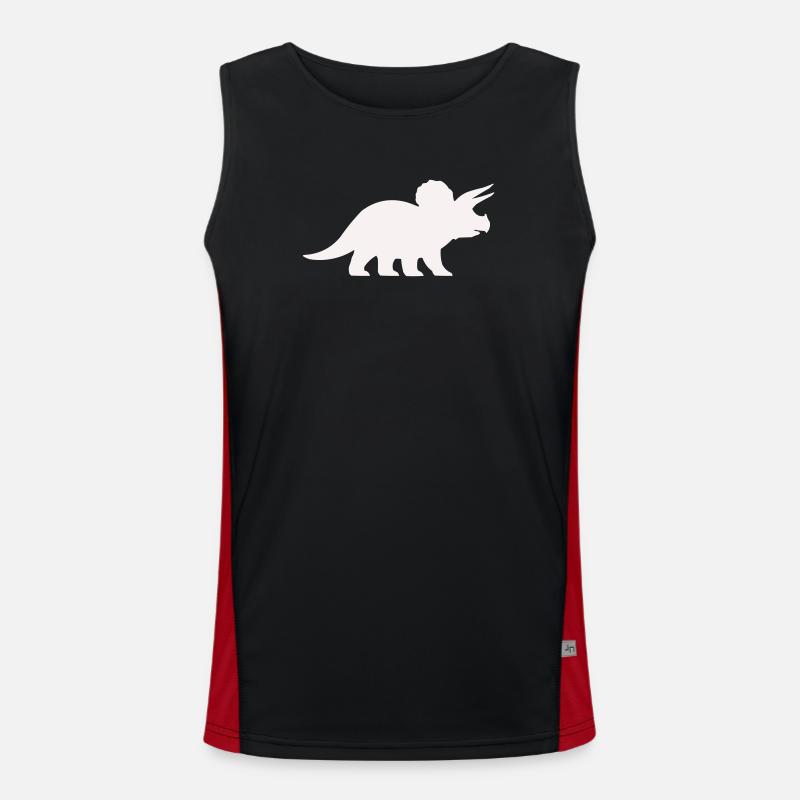 Triceratops Silhouette – Minimal Dino - Men's Functional Contrast Tank Top  - black/red