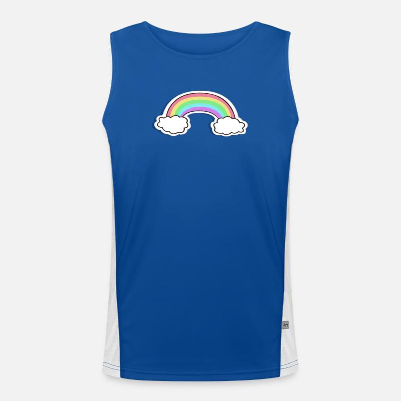 Pastellregenbogen mit Wolken Motiv Funktionelles Kontrast-Tank Top für Männer 