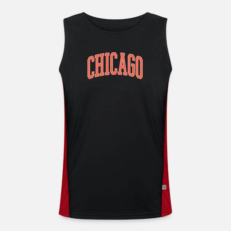 Chicago Arched Block Lettering Men's Functional Contrast Tank Top 