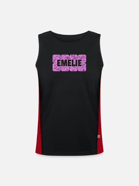 Geschenk für Emelie - Funktionelles Kontrast-Tank Top für Männer  - Schwarz/Rot