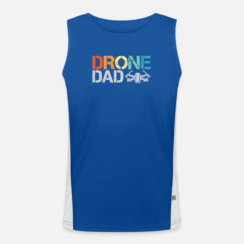 drone dad retro vintage design drone flight icon Men's Functional Contrast Tank Top 