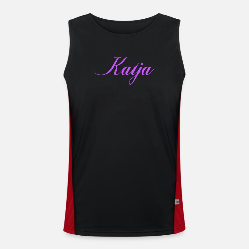 Name Katja im Lavendel Script Funktionelles Kontrast-Tank Top für Männer 