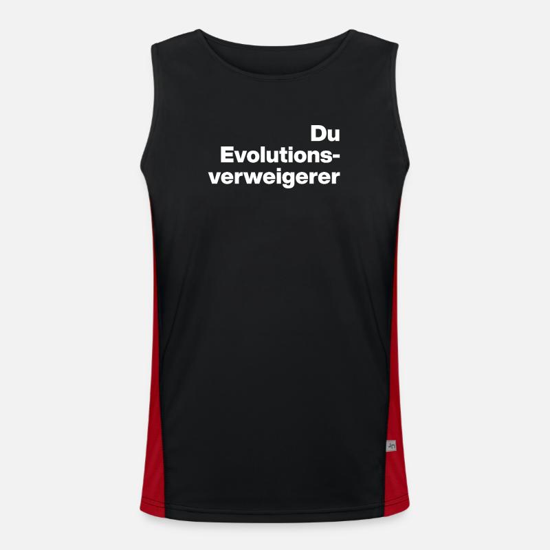 YOU EVOLUTION DENIER. SARCASM, NAUGHTY - Men's Functional Contrast Tank Top  - black/red
