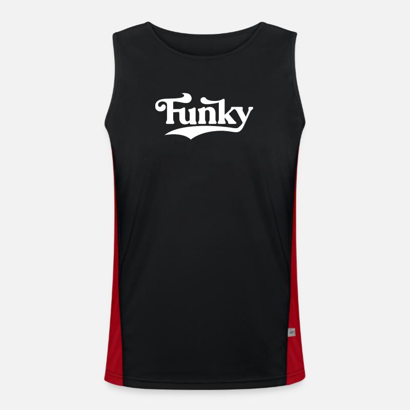Funky Retro Script Logo - Men's Functional Contrast Tank Top - black/red