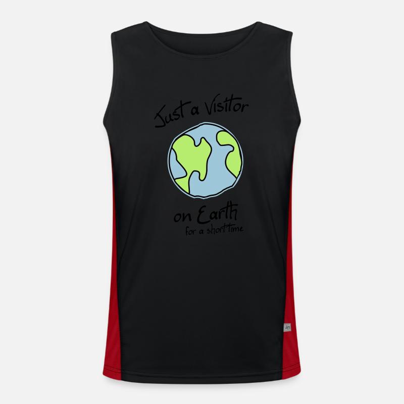 Visitor on Earth - Men's Functional Contrast Tank Top  - black/red