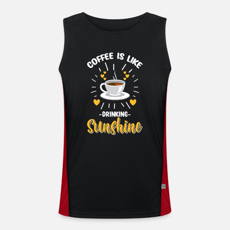 Coffee Bean Caffeine Breakfast - Men's Functional Contrast Tank Top  - black/red