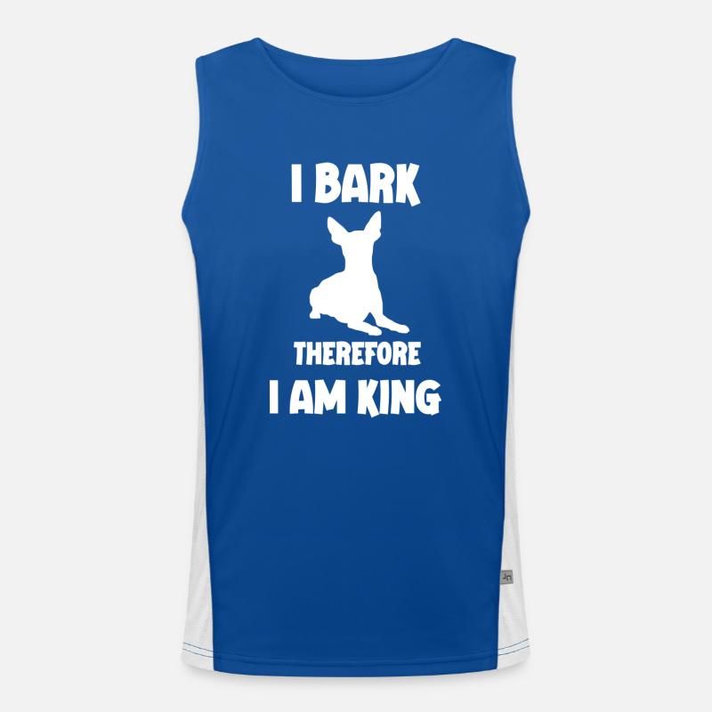 I bark therefore i am King chihuahua white Funktionelles Kontrast-Tank Top für Männer 