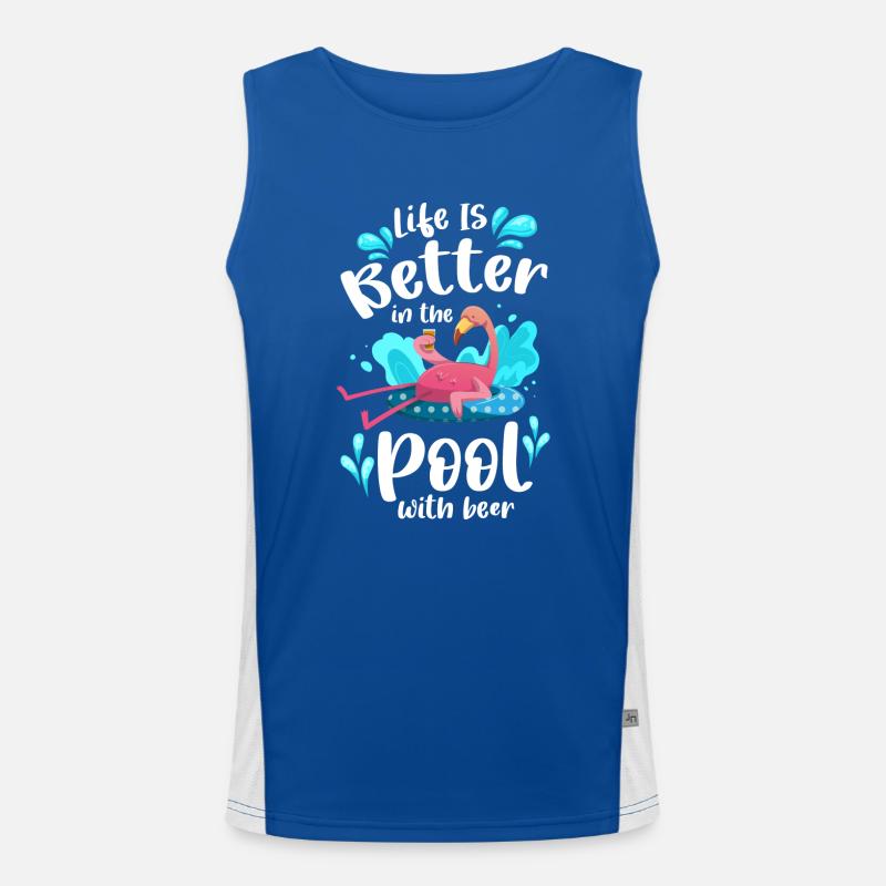 Pool Schwimmen Flamingo Cool Funktionelles Kontrast-Tank Top für Männer 