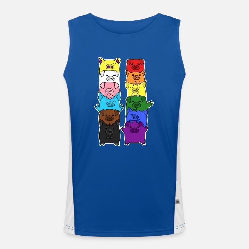 Pride Progress Flag Pig Equality Men's Functional Contrast Tank Top 