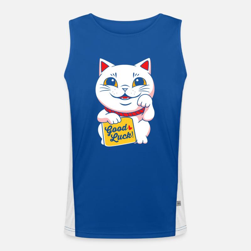Maneki Neko Japan Glücksbringer Funktionelles Kontrast-Tank Top für Männer 