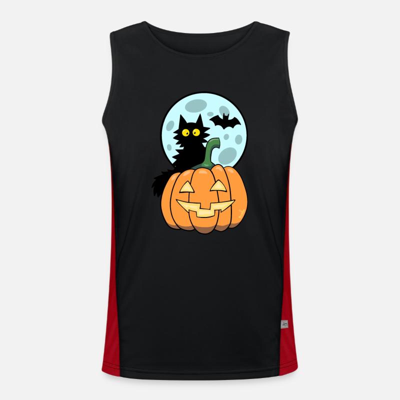Cat on pumpkin Men's Functional Contrast Tank Top 