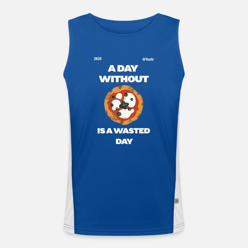 Ein Tag ohne Pizza ist ein verlorener Tag Funktionelles Kontrast-Tank Top für Männer 