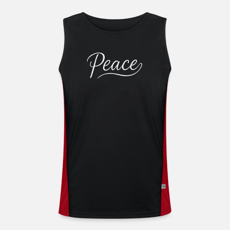 Peace Lettering Cursive Font - Men's Functional Contrast Tank Top  - black/red