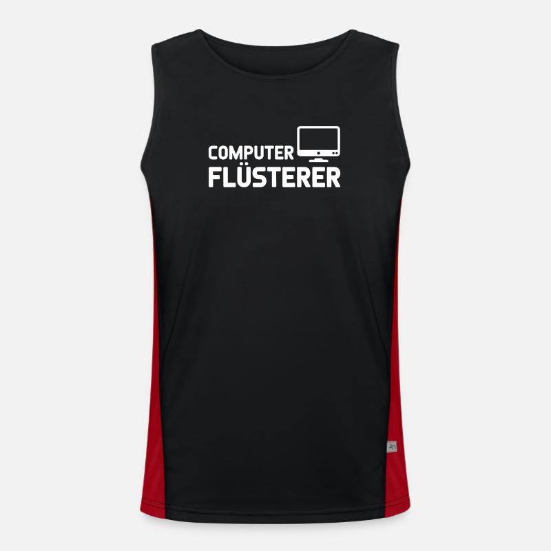 Pixel Computer Nebula Pattern - Men's Functional Contrast Tank Top - black/red