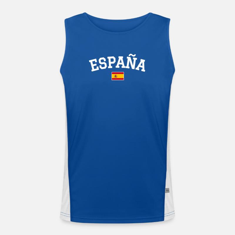 Spanien Flagge Design Weiss Funktionelles Kontrast-Tank Top für Männer 