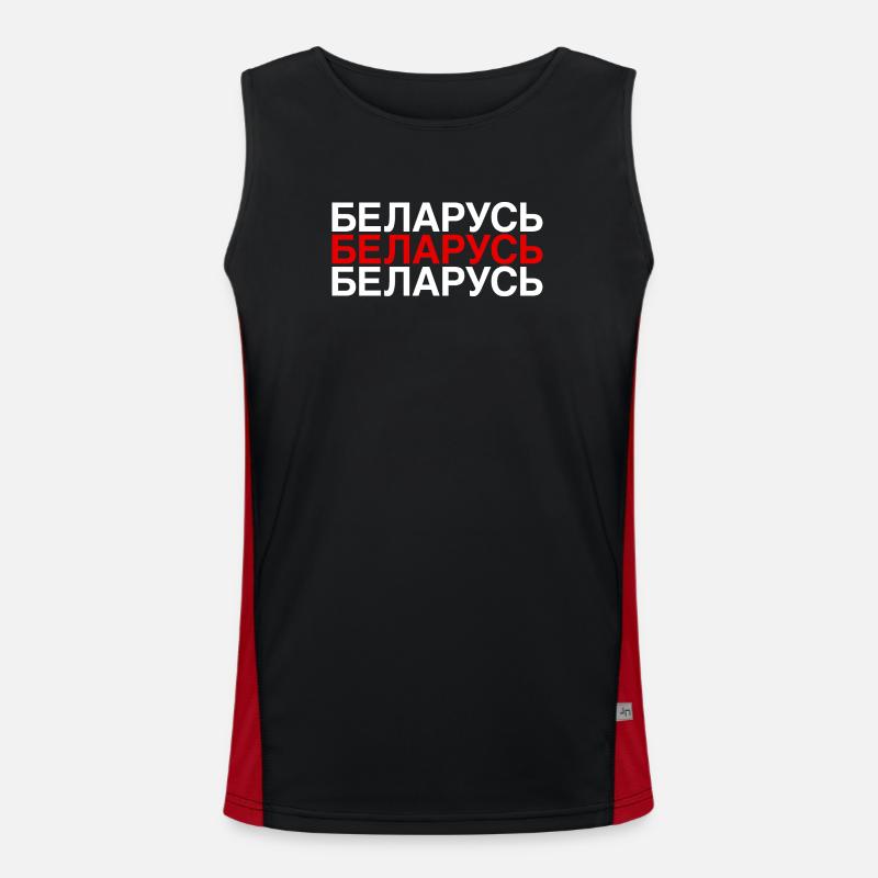 BELARUS Cyrillic flag Belarus - Men's Functional Contrast Tank Top  - black/red