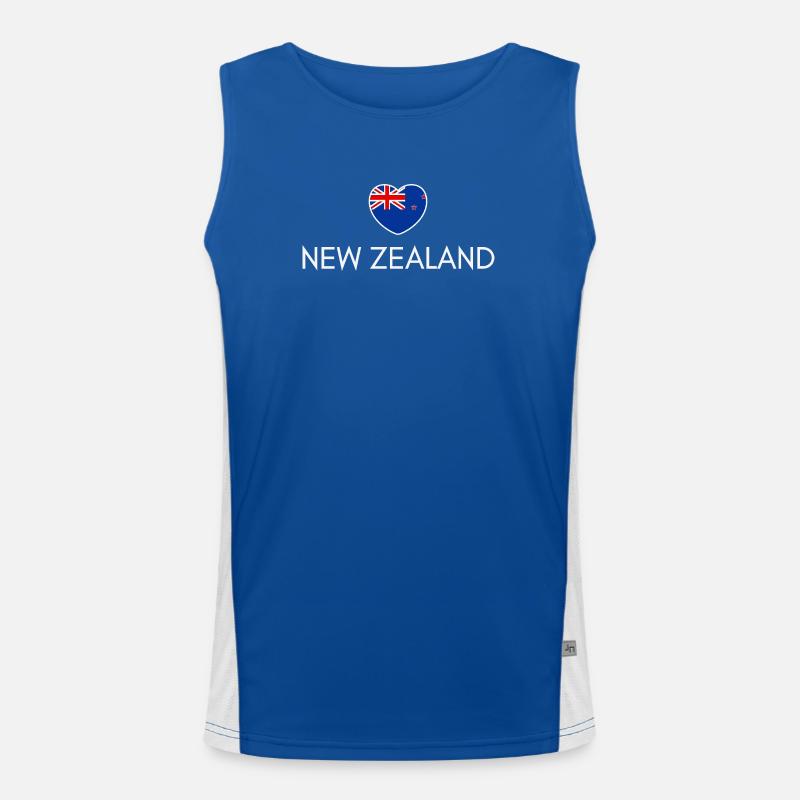 Herz mit neuseeländischer Flagge Funktionelles Kontrast-Tank Top für Männer 