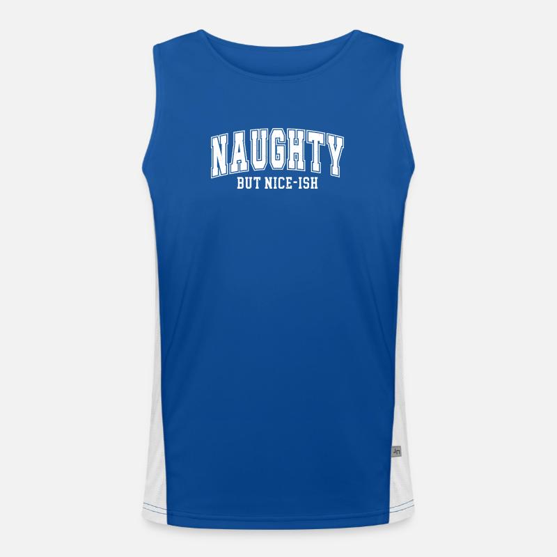 Naughty but Nice-ish – Lettrage rétro Débardeur respirant contrasté Homme 
