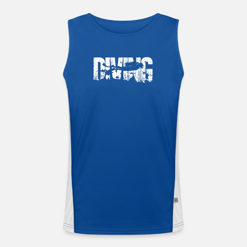 Distressed Bold Typography mit Silhouette Funktionelles Kontrast-Tank Top für Männer 
