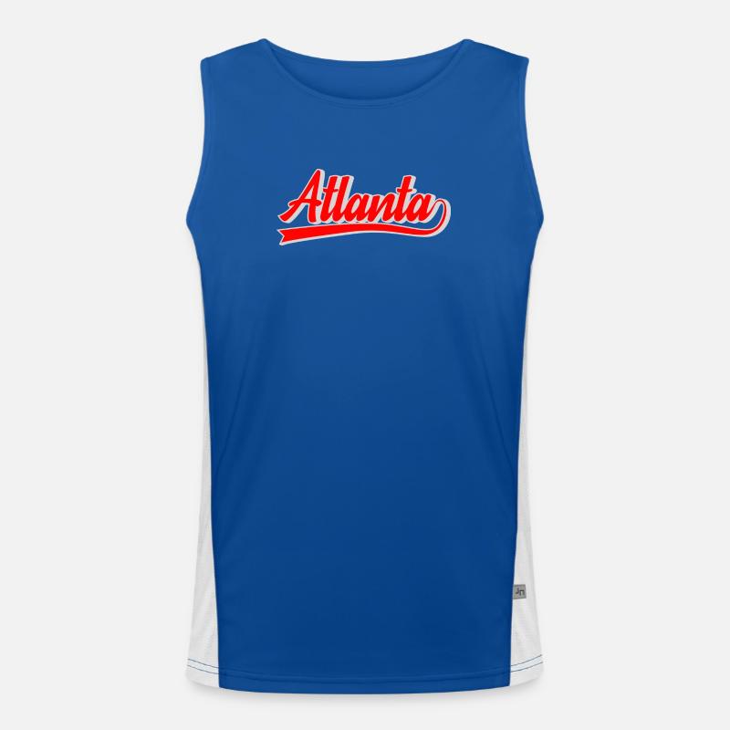 Atlanta Script Retro Logo Funktionelles Kontrast-Tank Top für Männer 