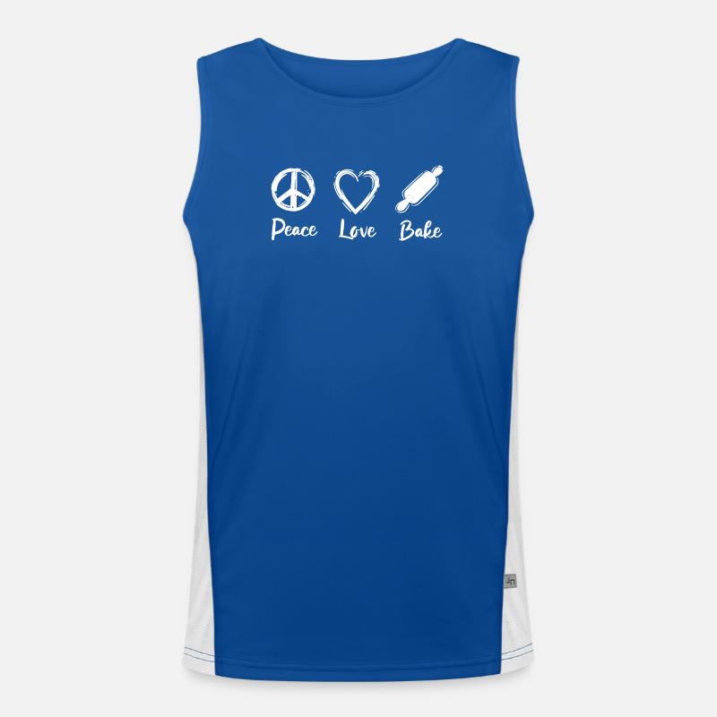 Peace Love Bake Funktionelles Kontrast-Tank Top für Männer 