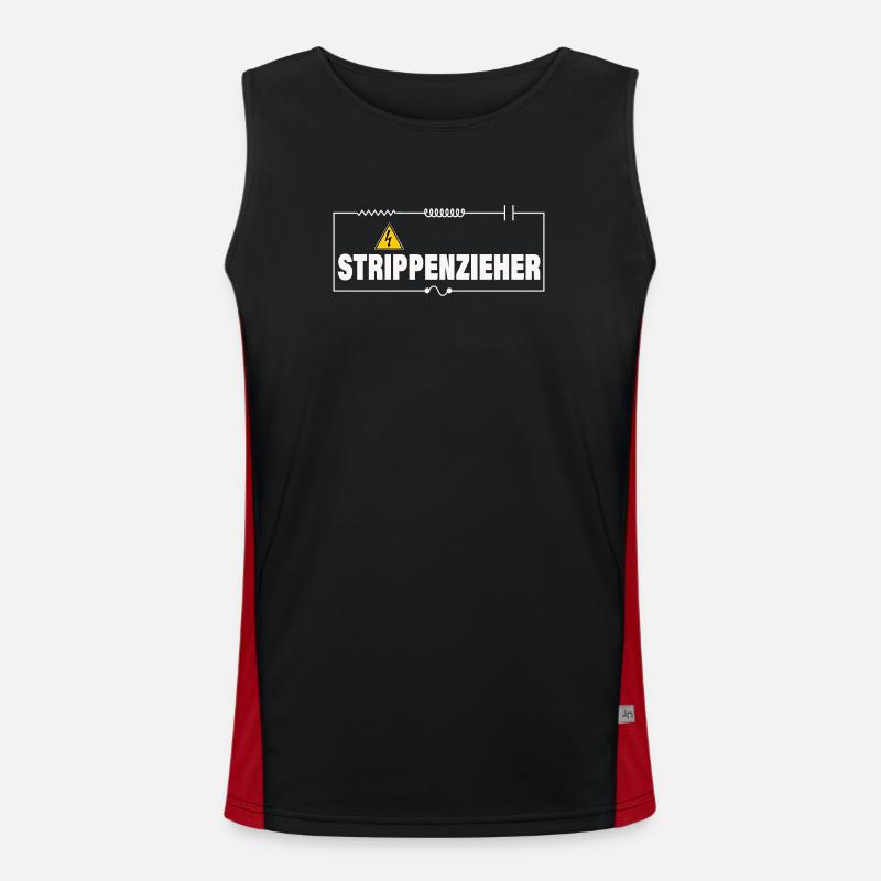 String-puller - Men's Functional Contrast Tank Top  - black/red
