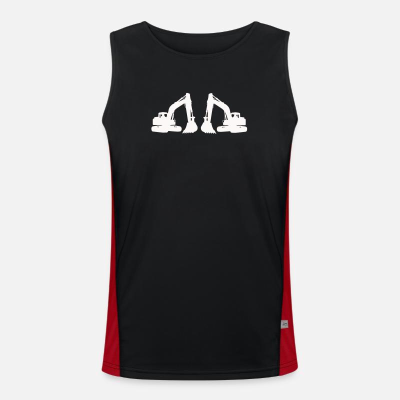 Double Excavator Silhouette - Men's Functional Contrast Tank Top  - black/red