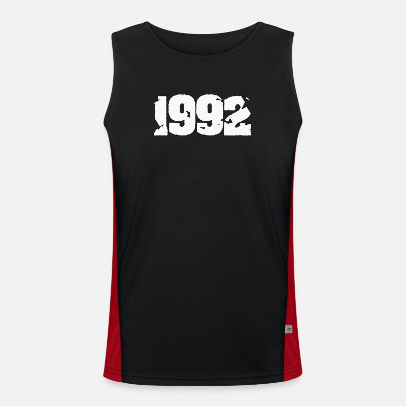1992 Broken retro design - Men's Functional Contrast Tank Top  - black/red