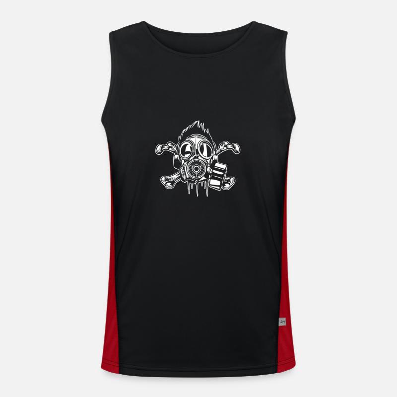 Crossbones gasmask - Men's Functional Contrast Tank Top  - black/red