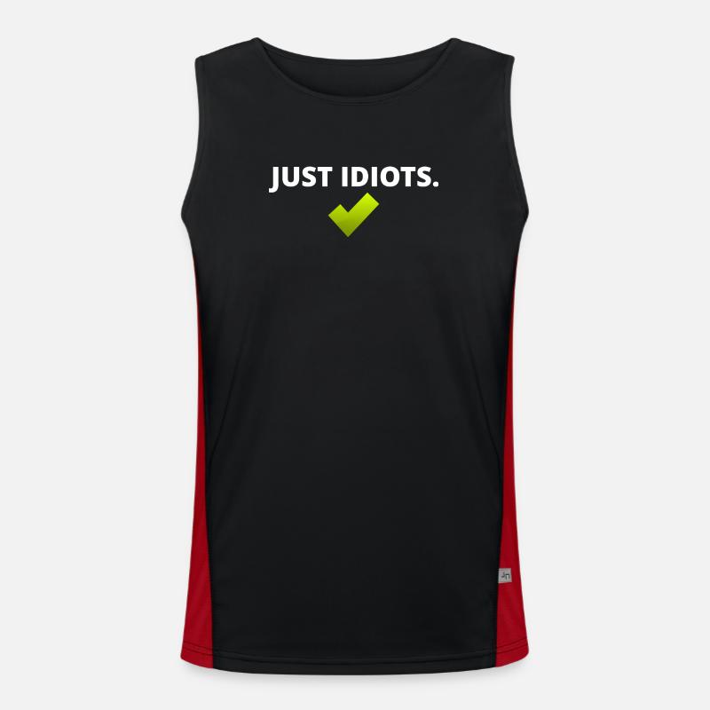Just Idiots Design - Men's Functional Contrast Tank Top - black/red
