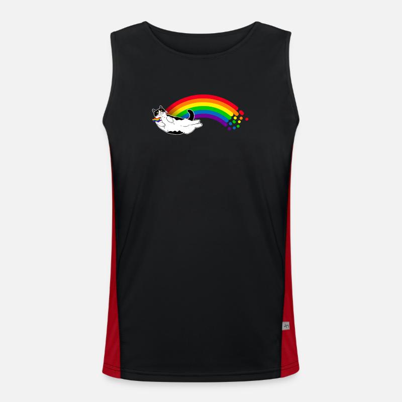 Regenbogen-Katze Funktionelles Kontrast-Tank Top für Männer 