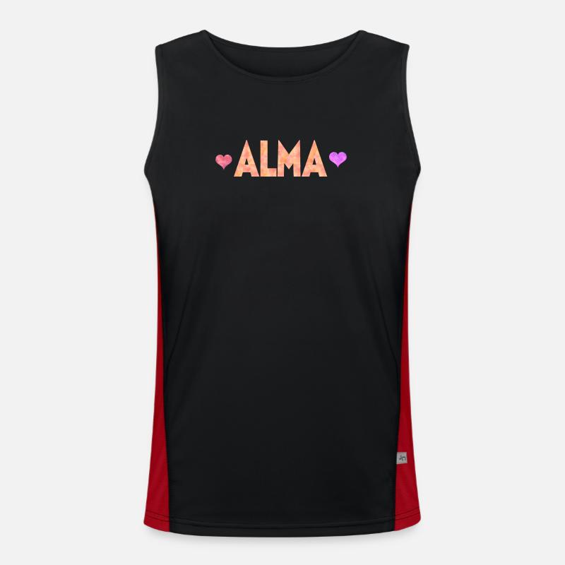 Alma - Men's Functional Contrast Tank Top  - black/red