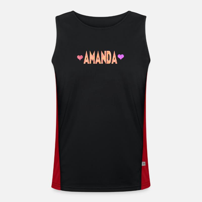Amanda - Men's Functional Contrast Tank Top  - black/red