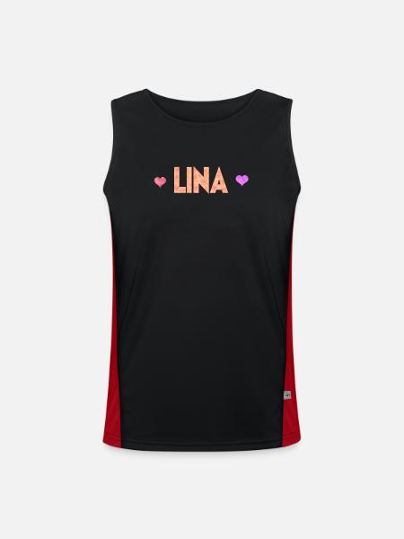 Lina - Men's Functional Contrast Tank Top  - black/red