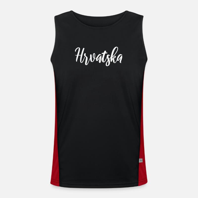 Hrvatska Script Identity - Men's Functional Contrast Tank Top  - black/red