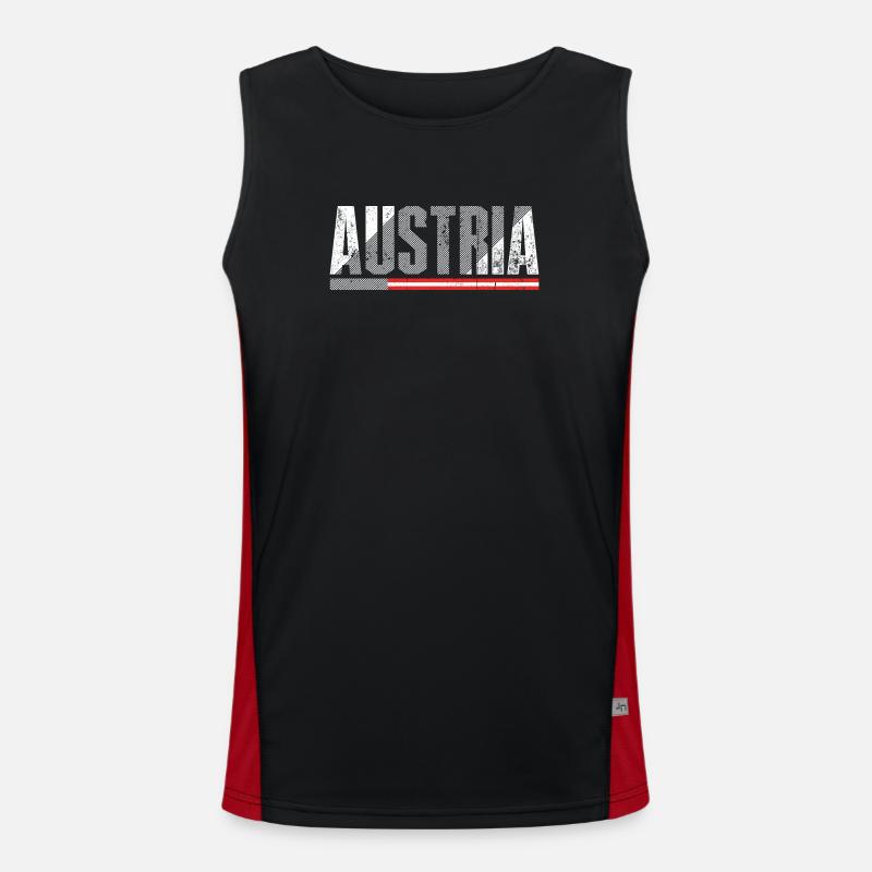 Austria Bold Distressed Flag - Men's Functional Contrast Tank Top  - black/red