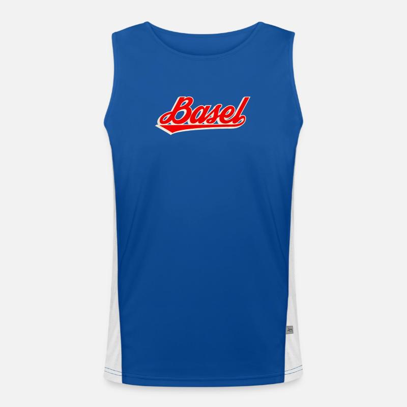 Basel Retroschrift Logo Funktionelles Kontrast-Tank Top für Männer 