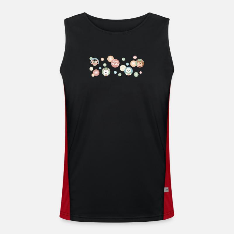 Cute Animals - Merry Christmas - Pattern Men's Functional Contrast Tank Top 