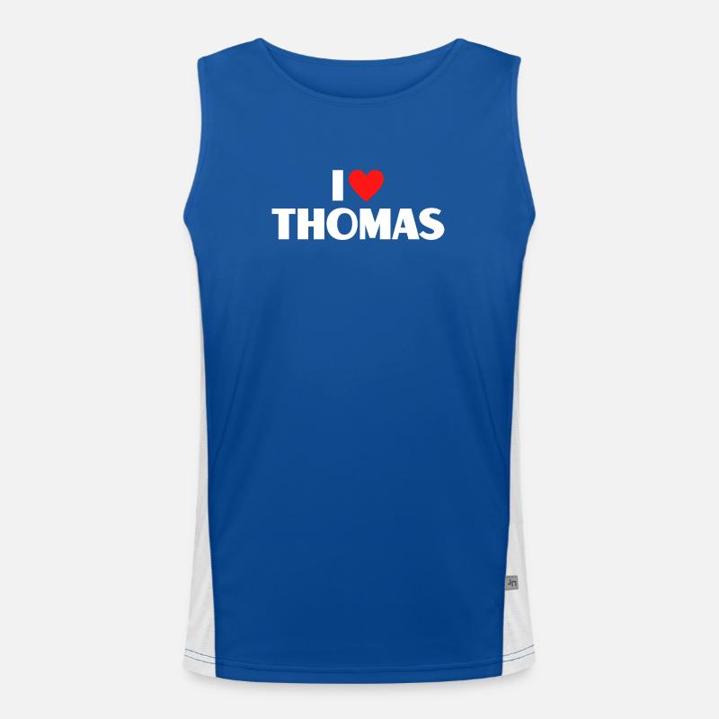 I love Thomas Red Heart Romantic Name Fan Men's Functional Contrast Tank Top 