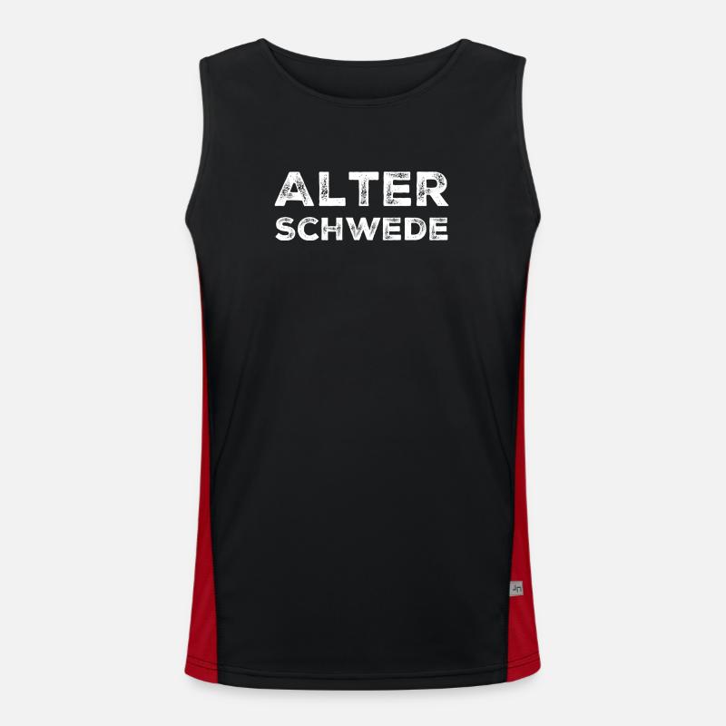 Old Swede Funny Expression Saying - Men's Functional Contrast Tank Top - black/red