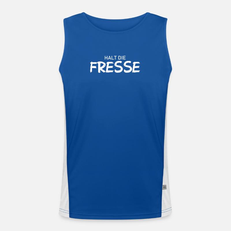 Halt die Fresse - Cooler Spruch Funktionelles Kontrast-Tank Top für Männer 
