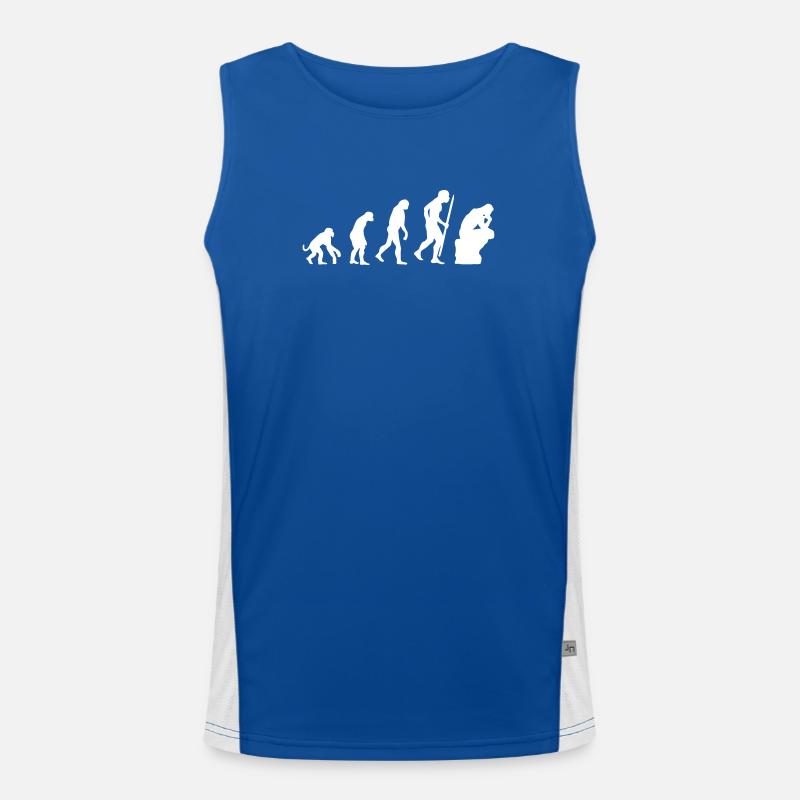 Evolution of thinker philosophy philosopher funny Men's Functional Contrast Tank Top 